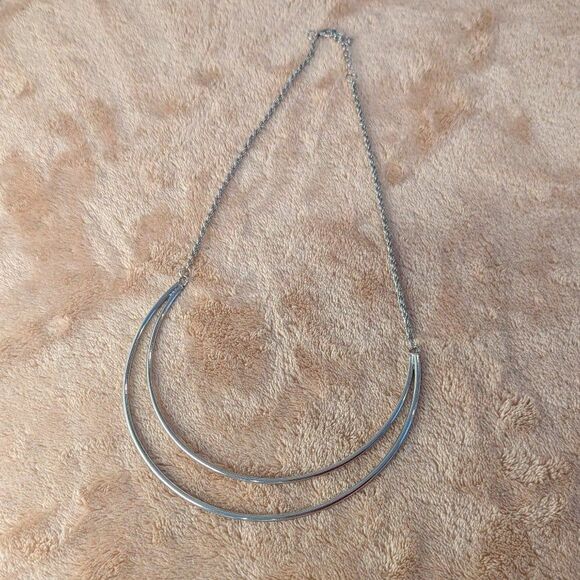 Jewelry - Silver‎ plated drop double bar Necklace